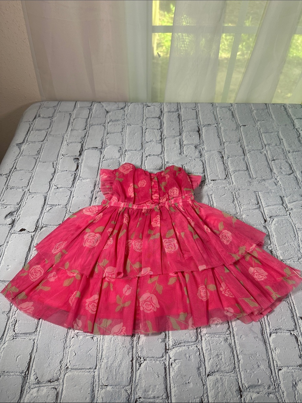 First Impressions Floral Tiered Dress with Diaper Cover Pink infant 3-6 months - Picture 3 of 12